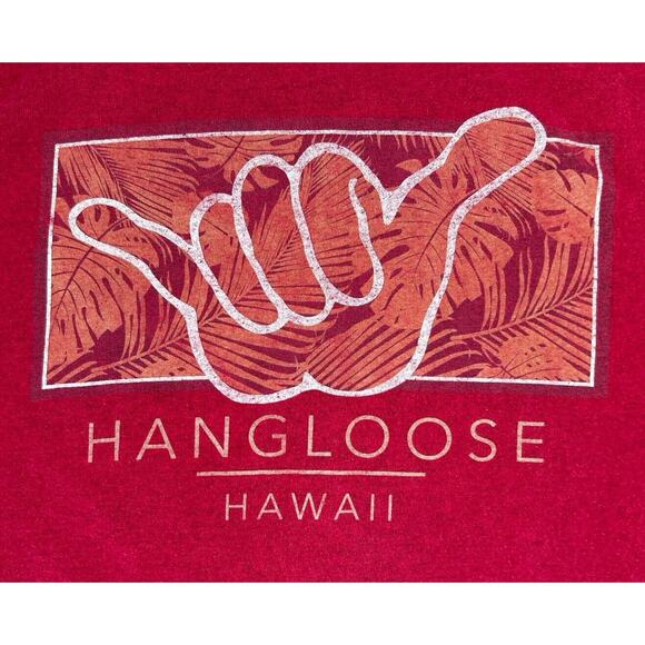 HAWAII Hang Loose Surf T-shirt Medium red short sleeve Heavy Cotton Tee - Picture 2 of 5